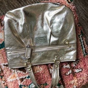 Gold leather Coach bag